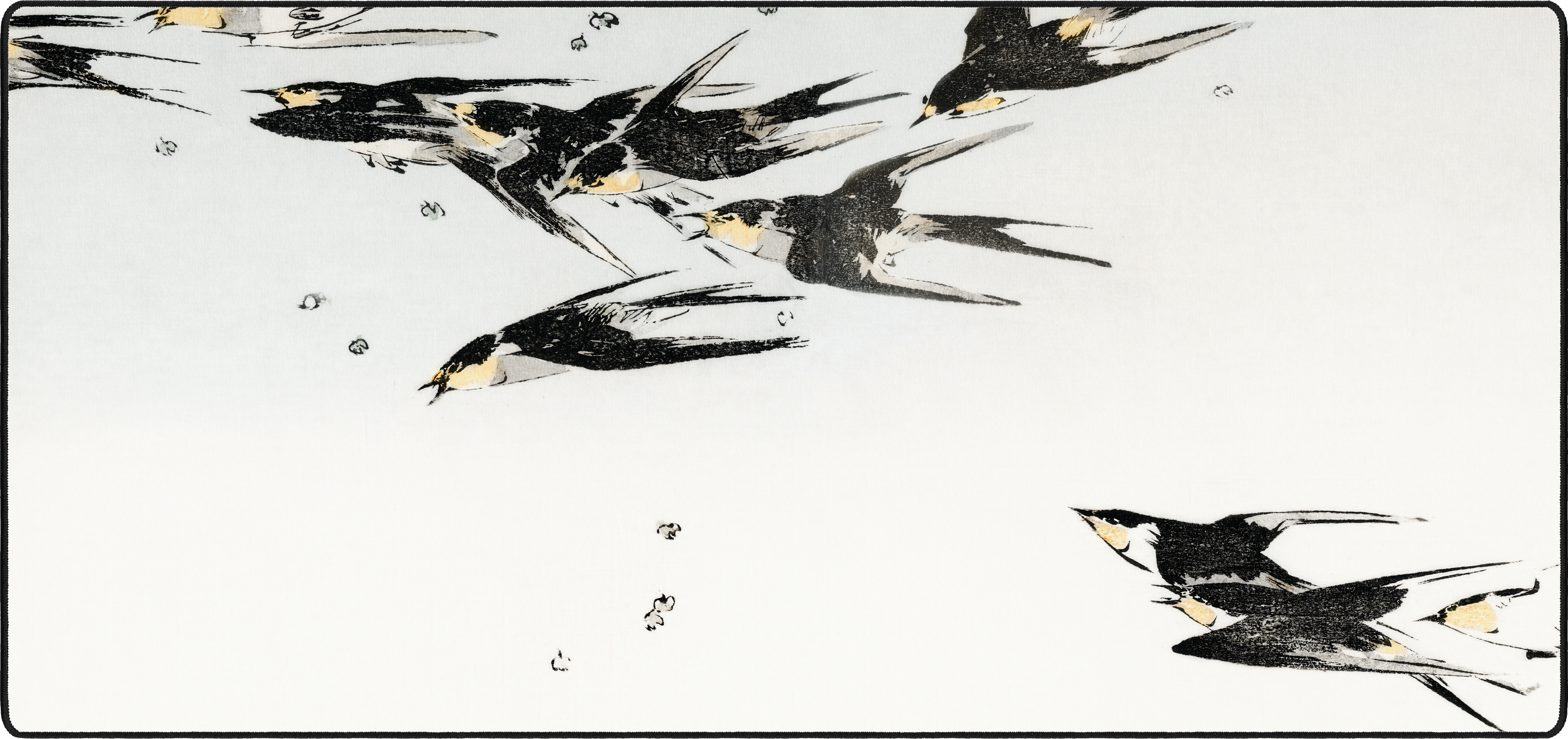 Flying Magpies by Seitei mousepad thumbnail, White, Large/XXL