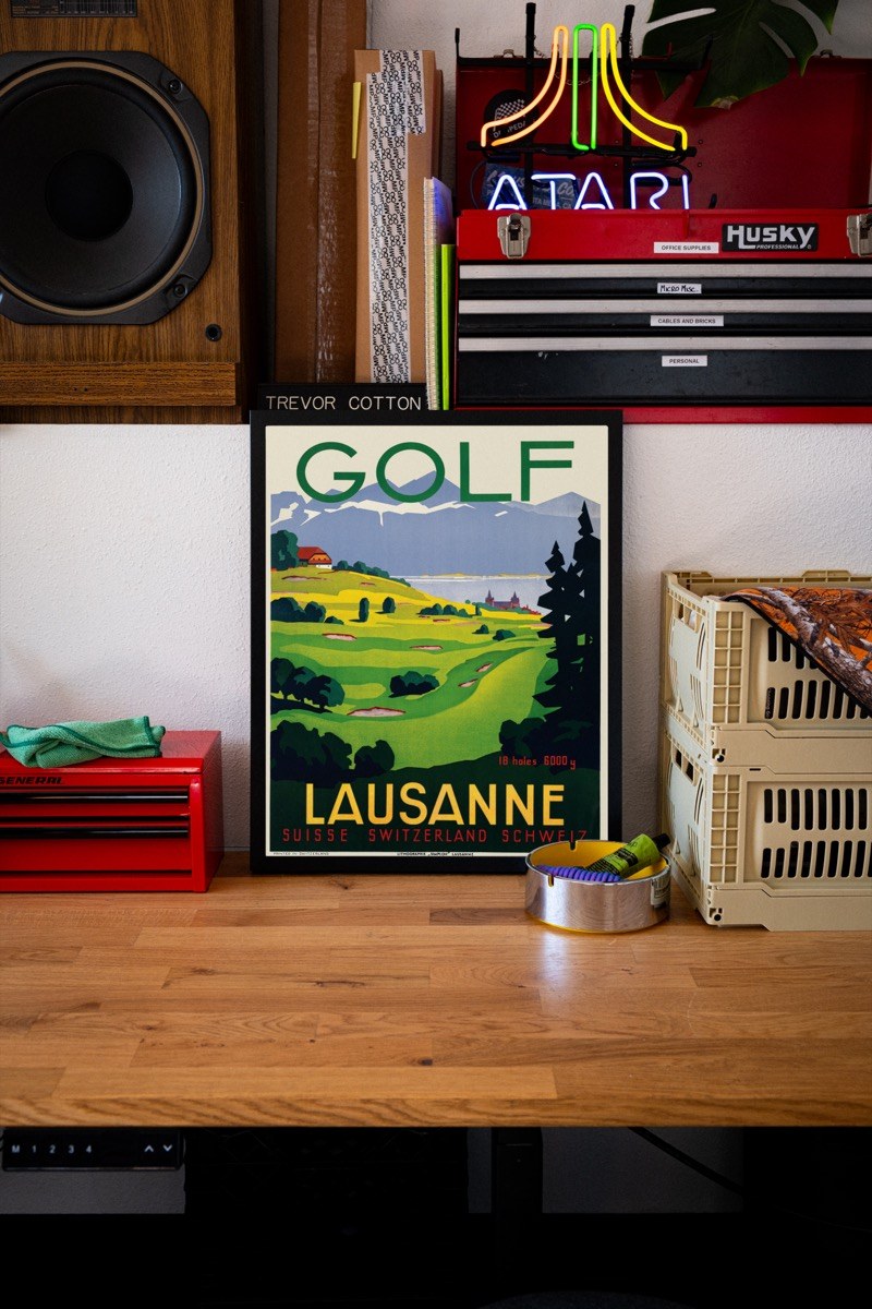 Golf - Lausanne, Switzerland art print styled in a room setting