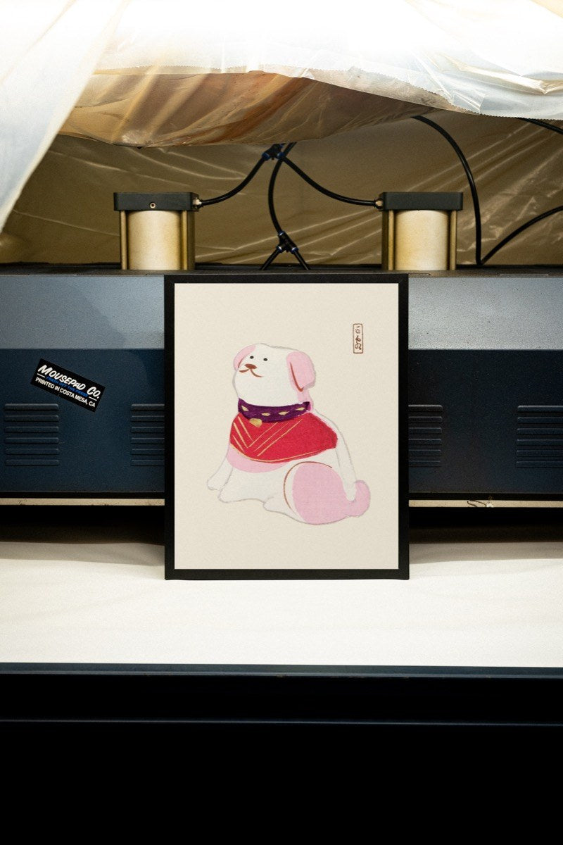 Inu Hariko Puppy - Japanese Folk Art art print styled in a room setting