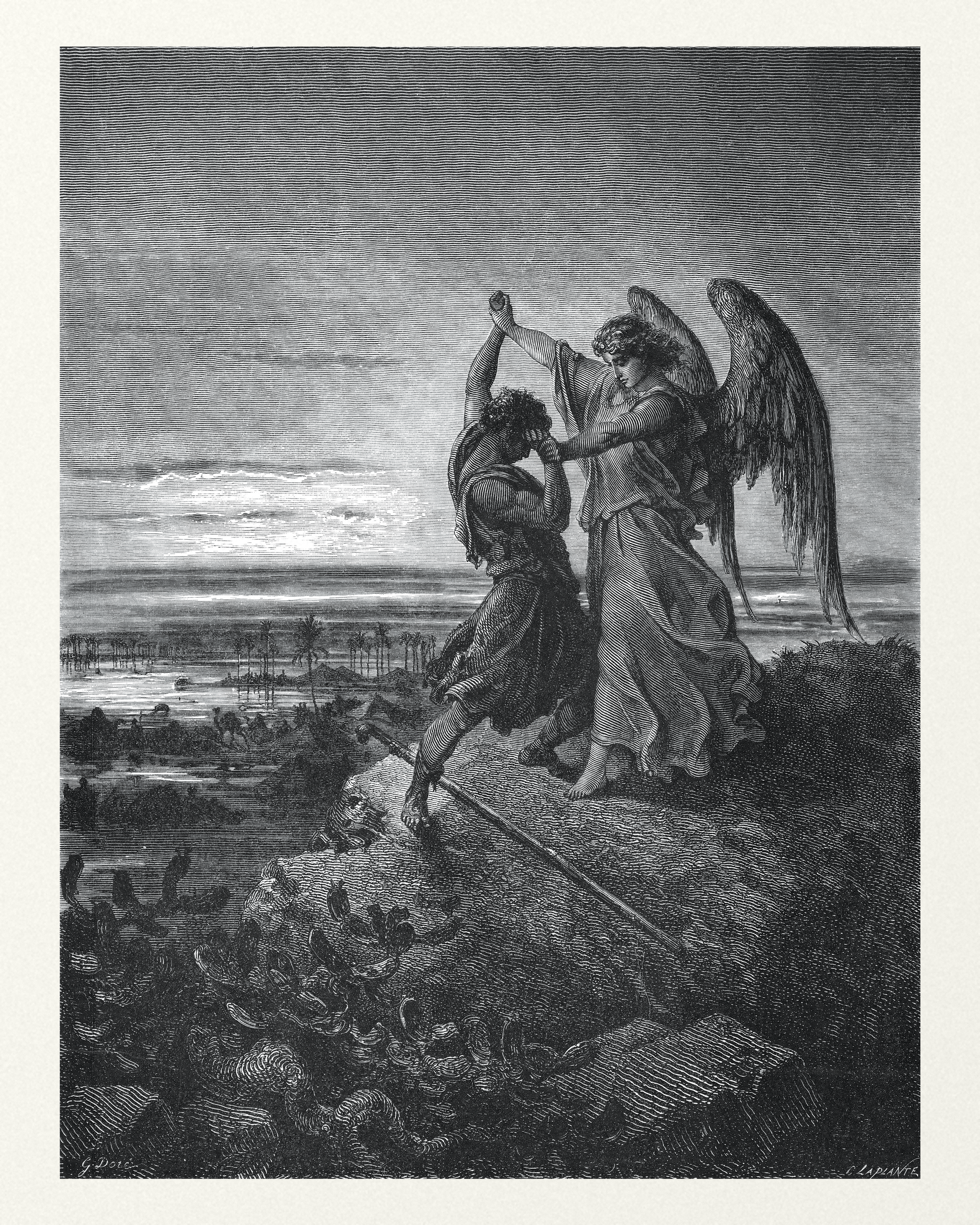 Jacob Wrestling with the Angel, by Gustave Dore - The Mousepad Company