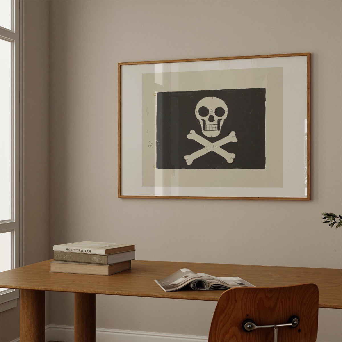 Jolly Roger - Pirate Flag Study art print styled in a room setting