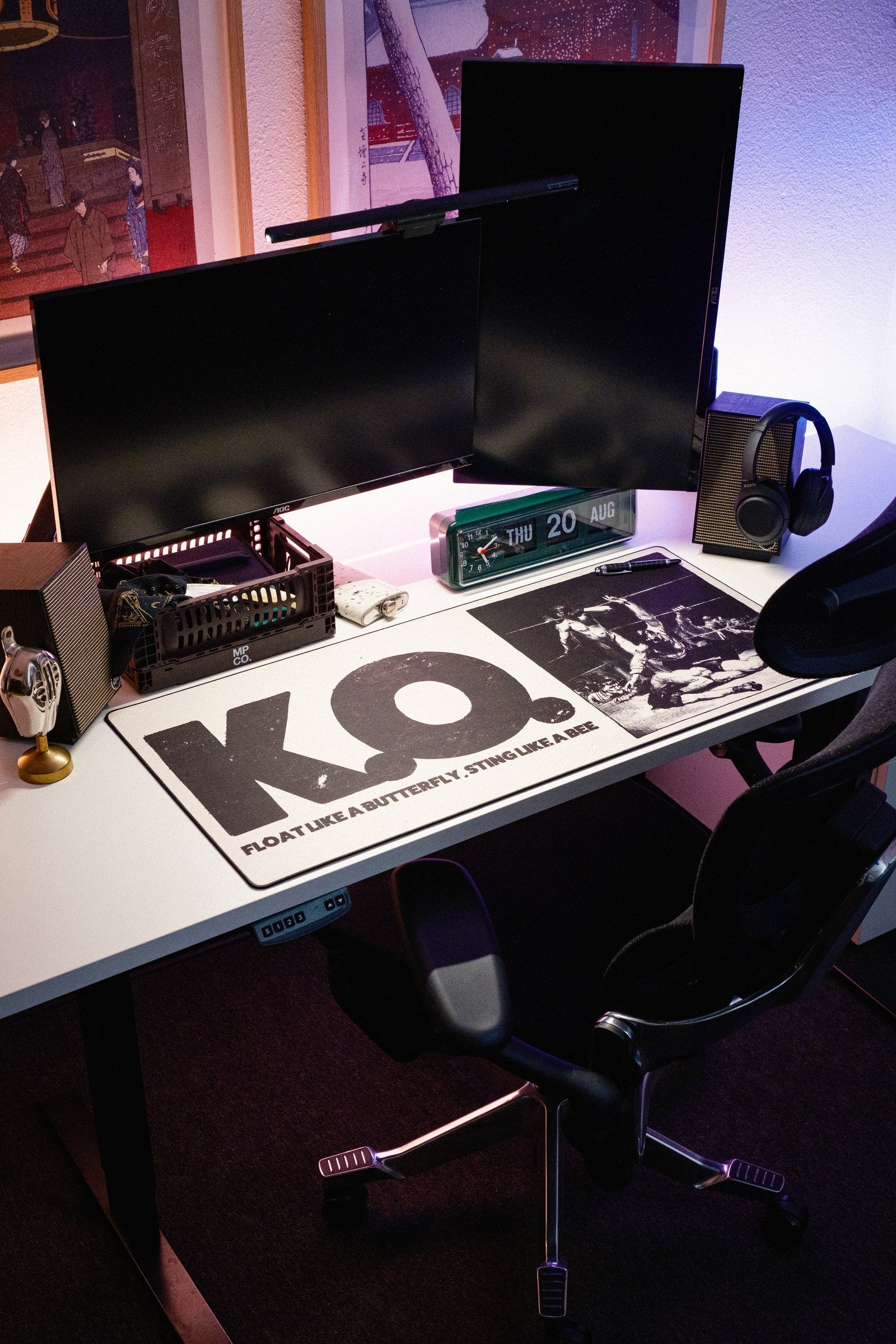 K.O. desk mat in Original, shown on a styled desk setup