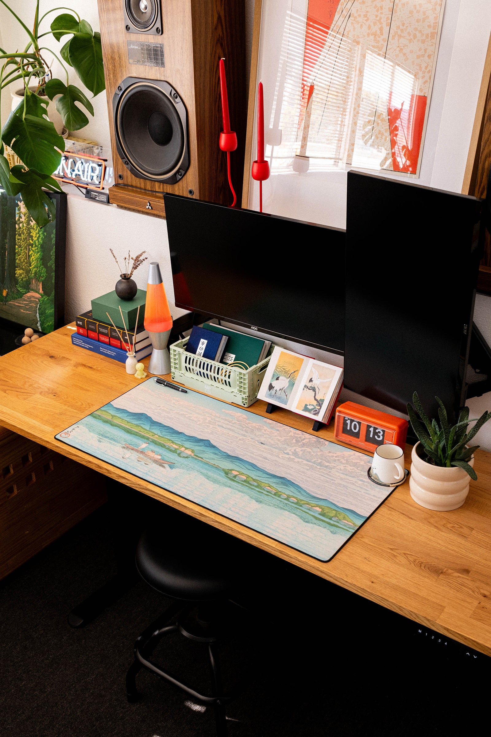 Lake Hamana, by Hasui - Original desk setup