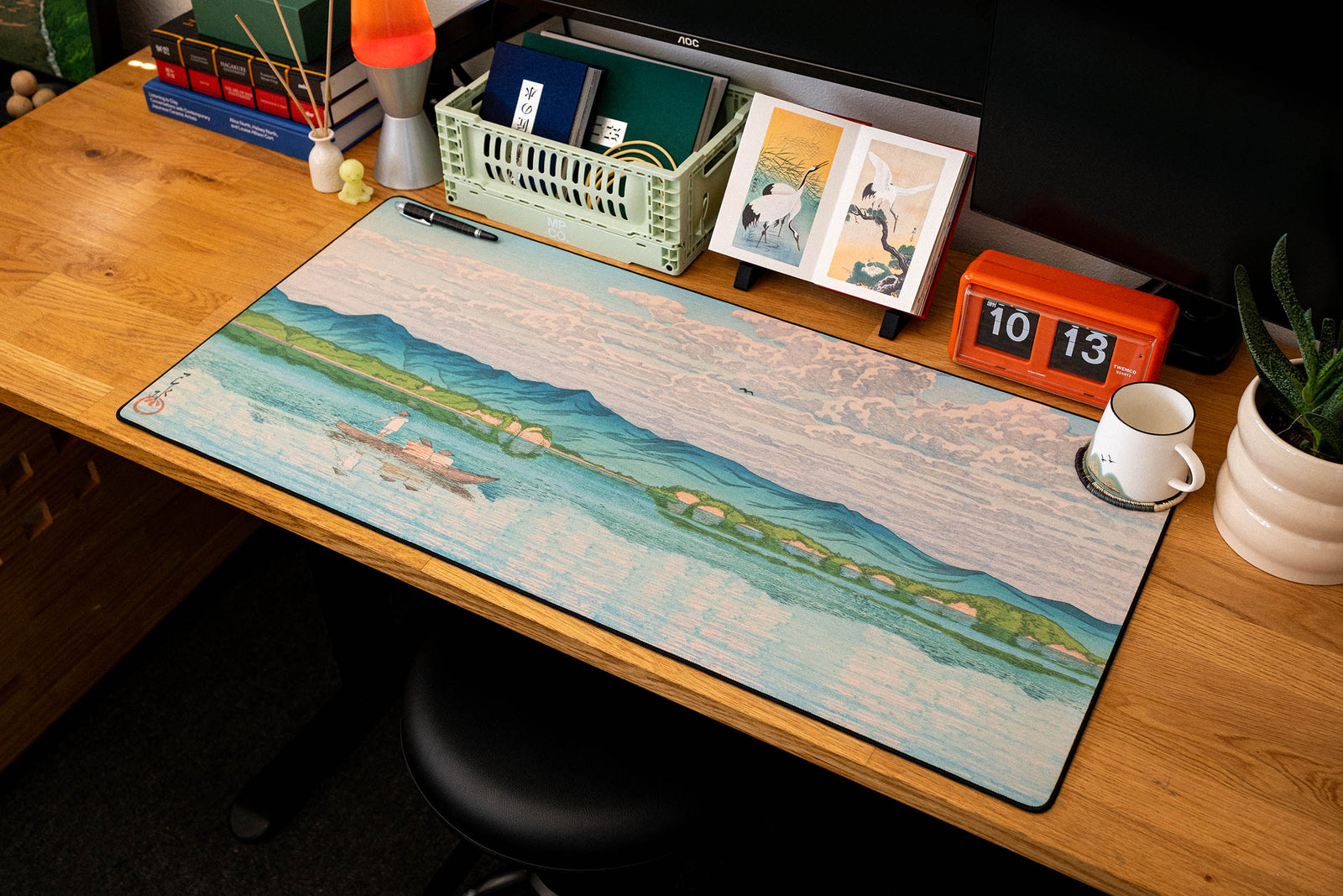 Lake Hamana, by Hasui - Original desk setup