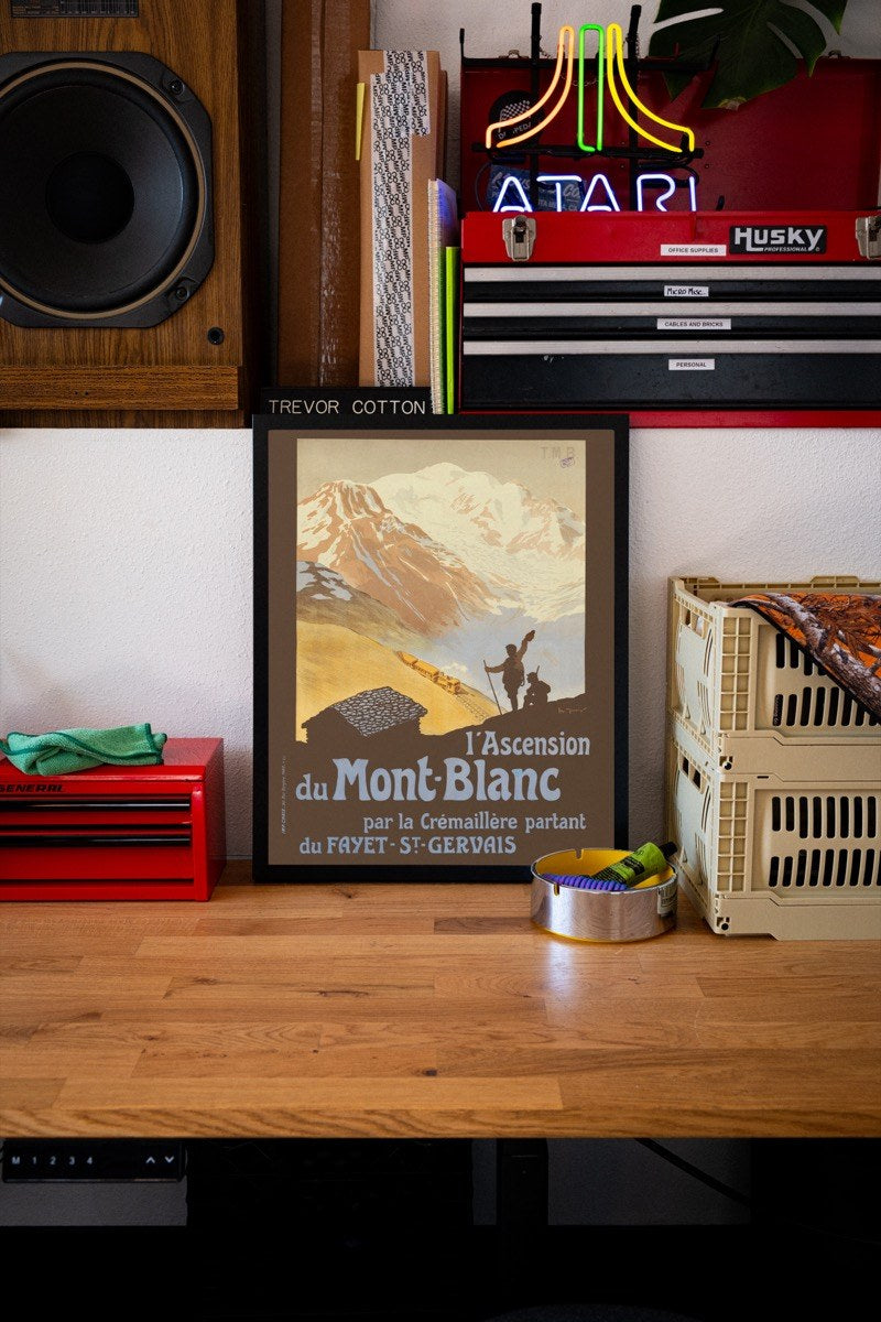 L'Ascension du Mont-Blanc - Vintage French Rail Poster art print styled in a room setting