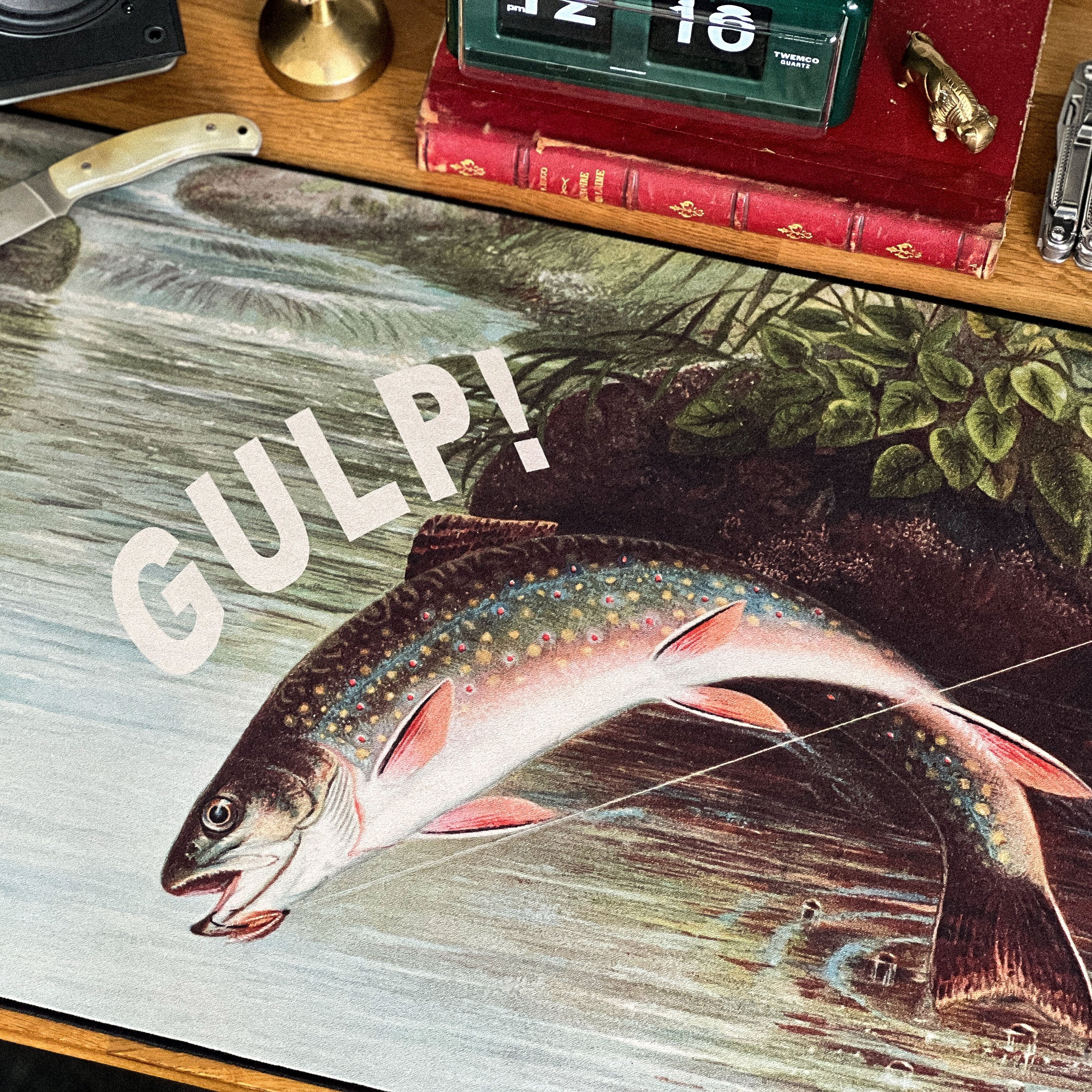Leaping Brook Trout by Samue Gaming Mousepad | Desk Mat – Mousepad Co