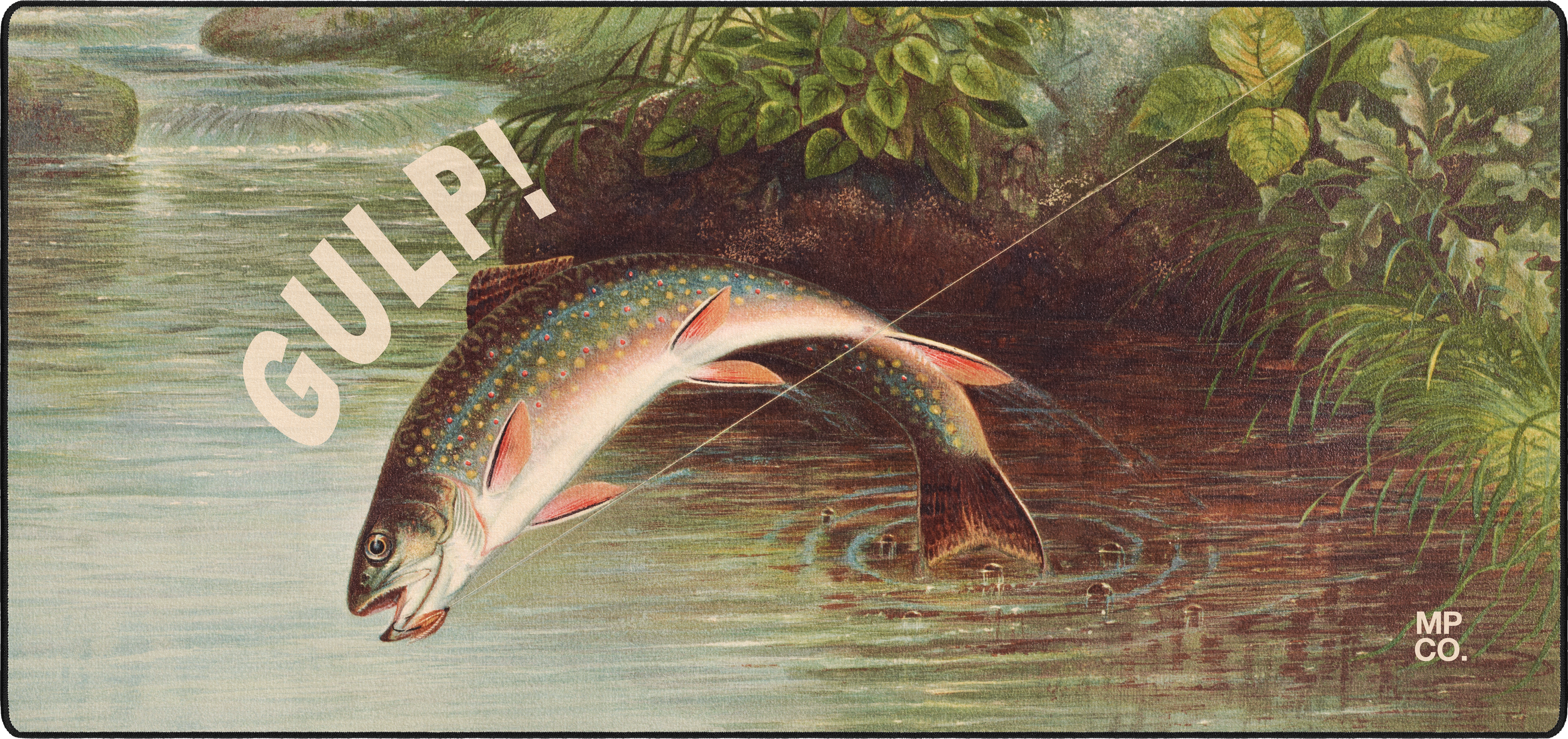 Leaping Brook Trout by Samuel Kilbourne mousepad thumbnail, Original, Large/XXL