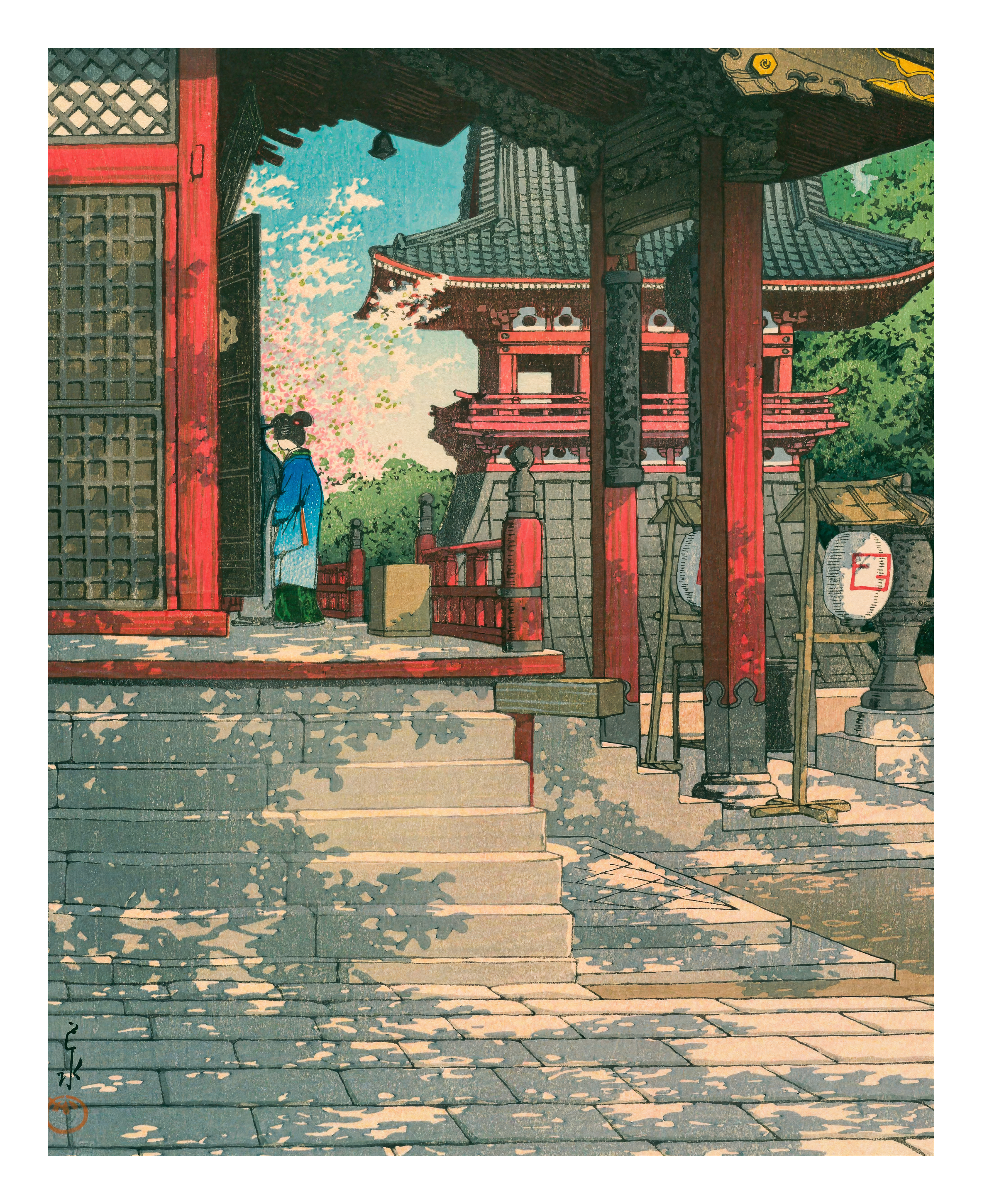 Meguro Fudo Temple - Medium Poster - The Mousepad Company