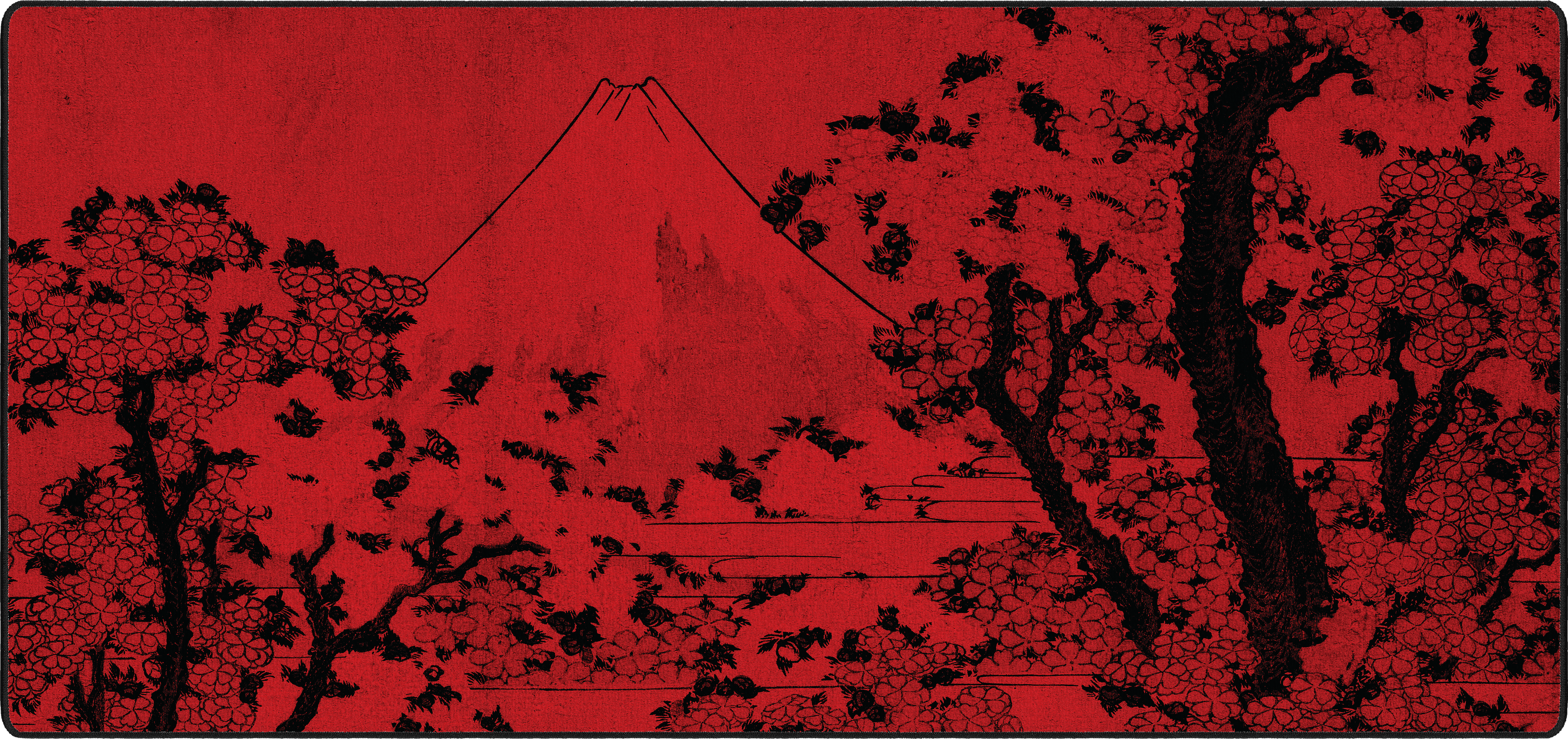 Mount Fuji with Cherry Trees in Bloom mousepad thumbnail, Red, Large/XXL