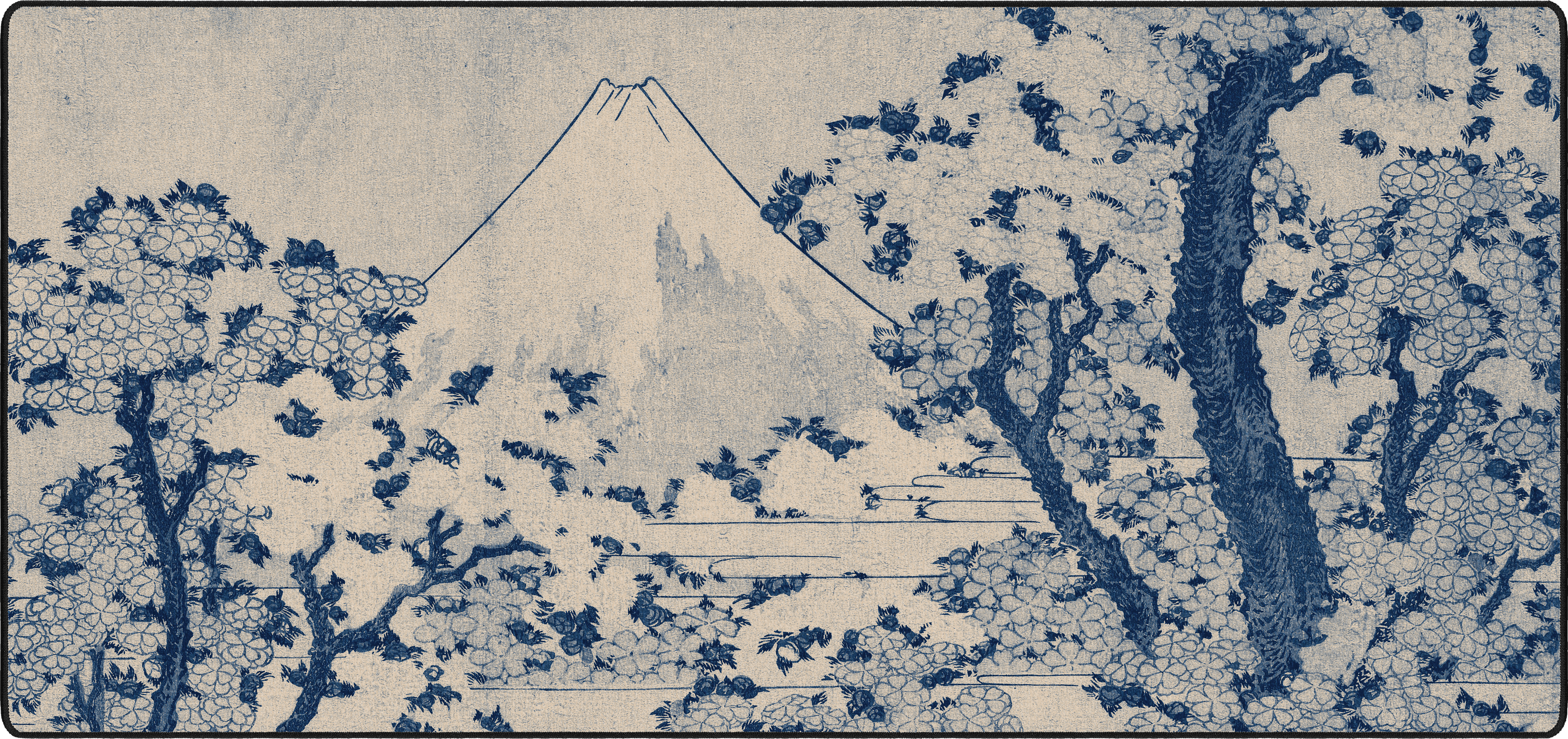Mount Fuji with Cherry Trees in Bloom mousepad thumbnail, White/Blue, Large/XXL