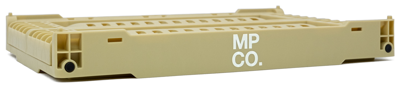 MPCO Foldable Desk Crate in Beige, folded flat