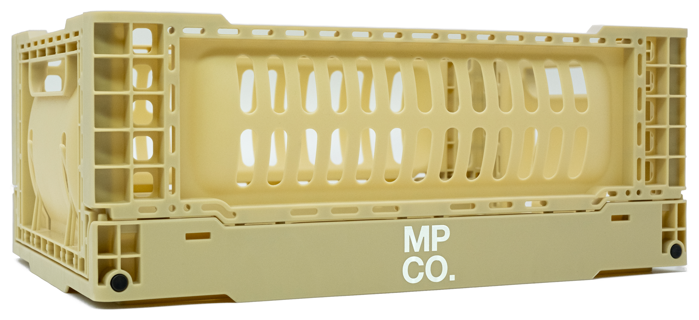 MPCO Foldable Desk Crate in Beige, assembled