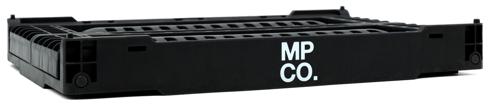 MPCO Foldable Desk Crate in Black, folded flat
