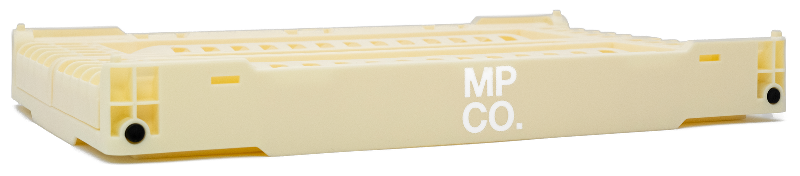 MPCO Foldable Desk Crate in Butter Cream Yellow, folded flat