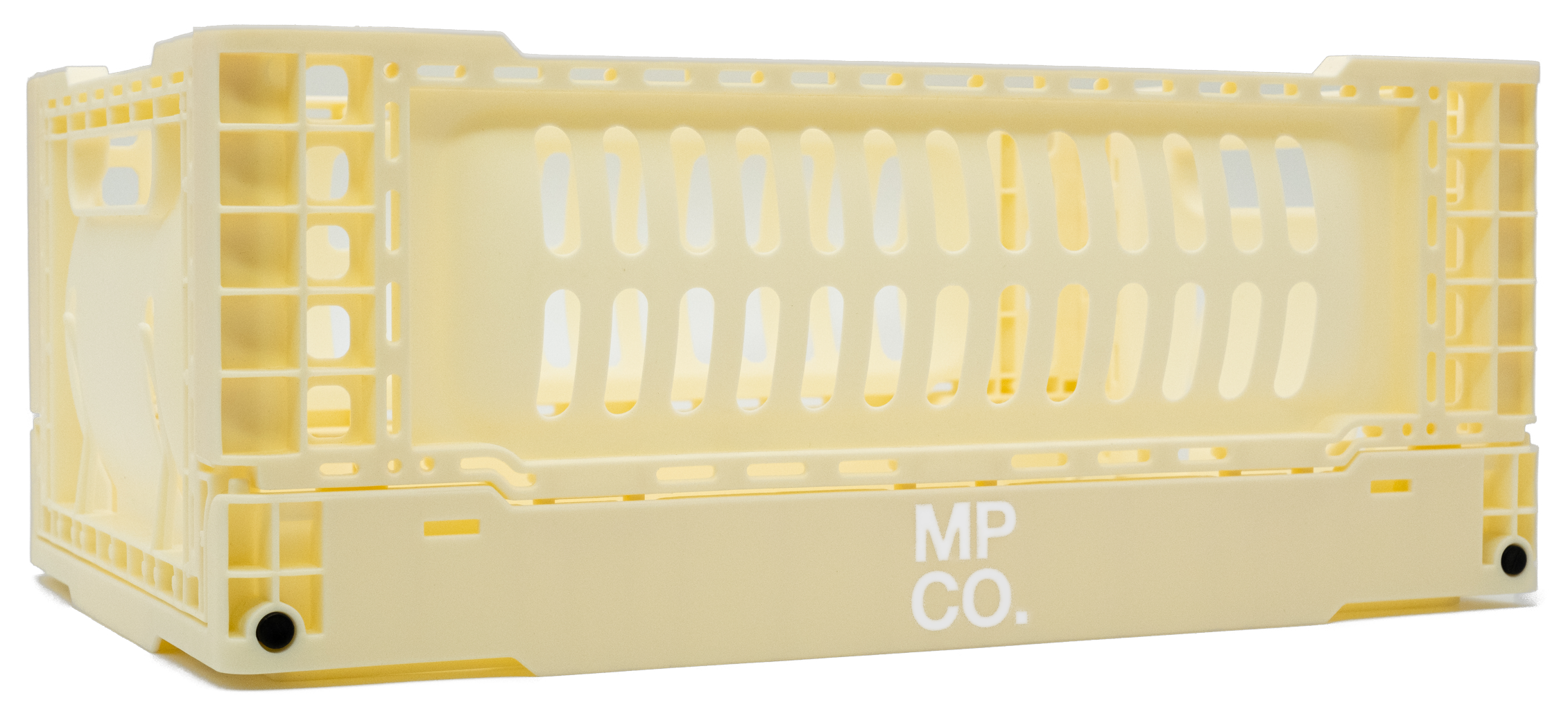 MPCO Foldable Desk Crate in Butter Cream Yellow, assembled
