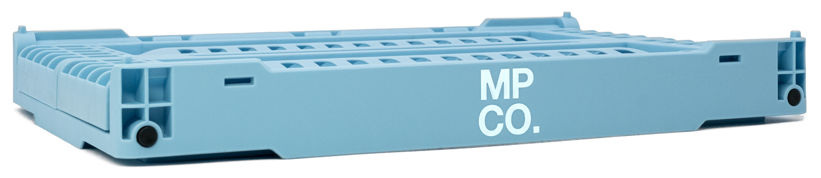 MPCO Foldable Desk Crate in Carolina Blue, folded flat