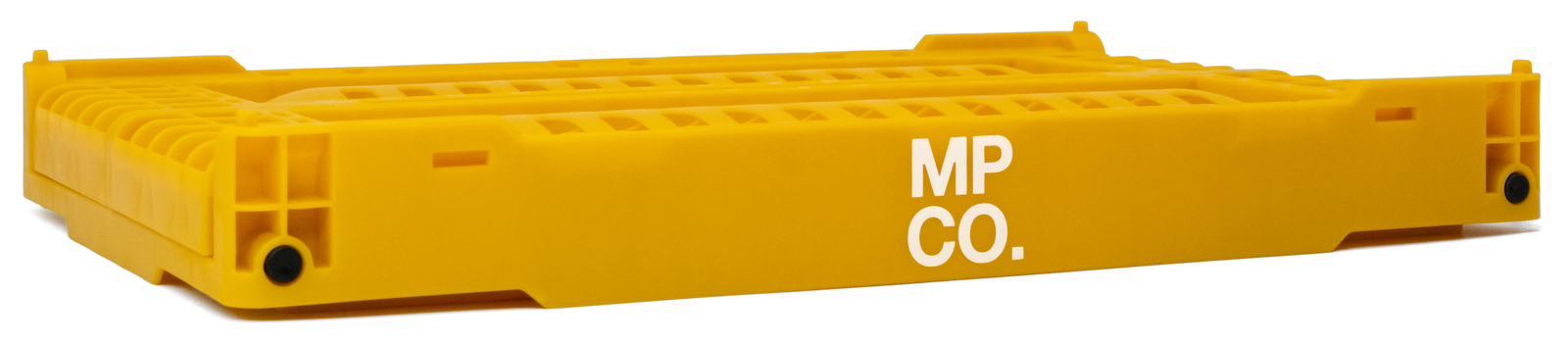 MPCO Foldable Desk Crate in Mango, folded flat