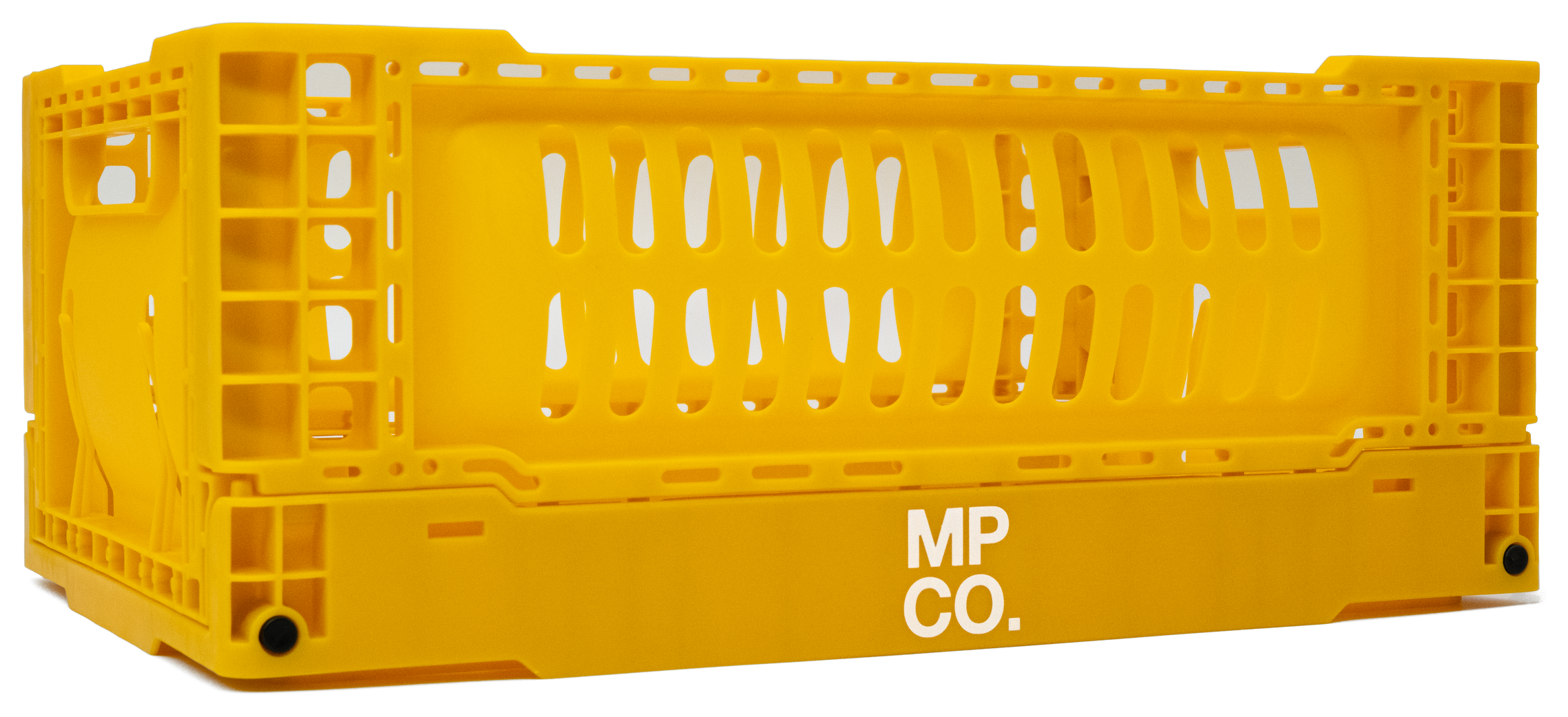 MPCO Foldable Desk Crate in Mango, assembled
