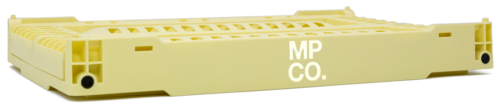 MPCO Foldable Desk Crate in Pale Lemon, folded flat