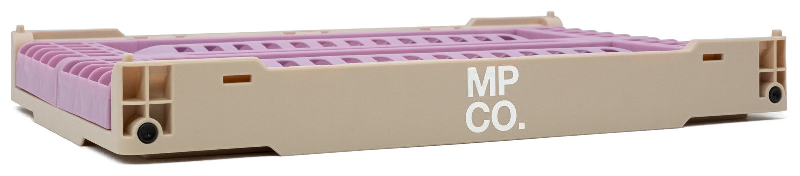 MPCO Foldable Desk Crate in Peach (Blue/Pink), folded flat