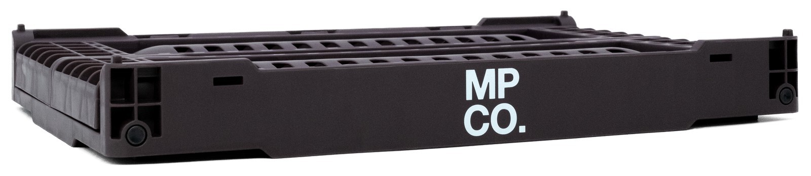 MPCO Foldable Desk Crate in Plum, folded flat