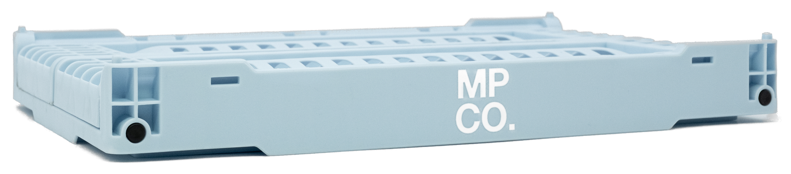 MPCO Foldable Desk Crate in Powder Blue, folded flat