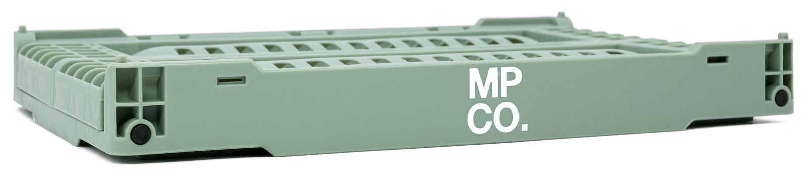 MPCO Foldable Desk Crate in Sage, folded flat