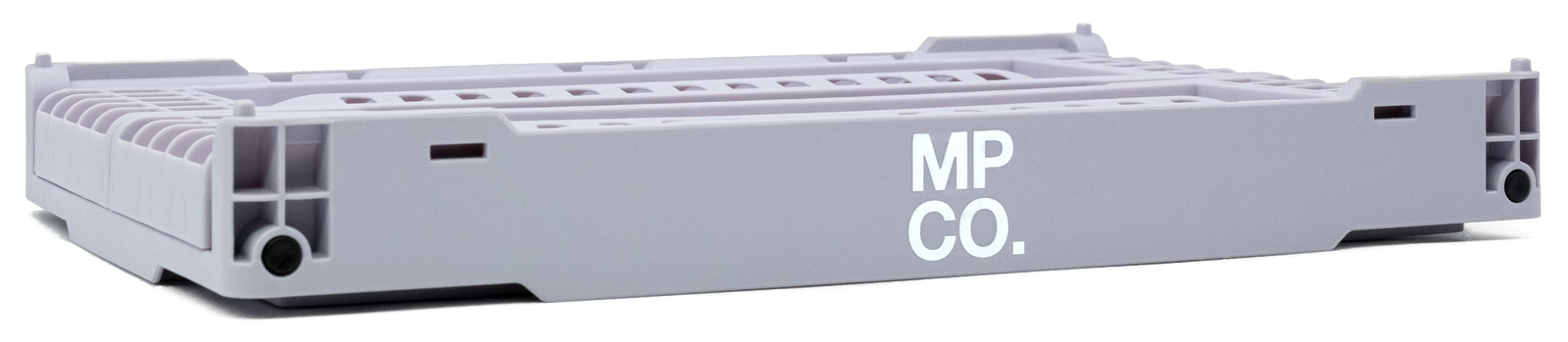 MPCO Foldable Desk Crate in Thistle, folded flat