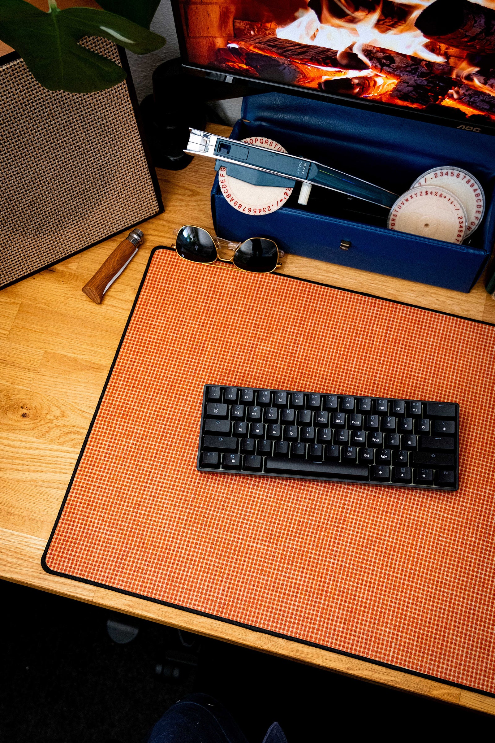 Orange Pin Check - Orange desk setup