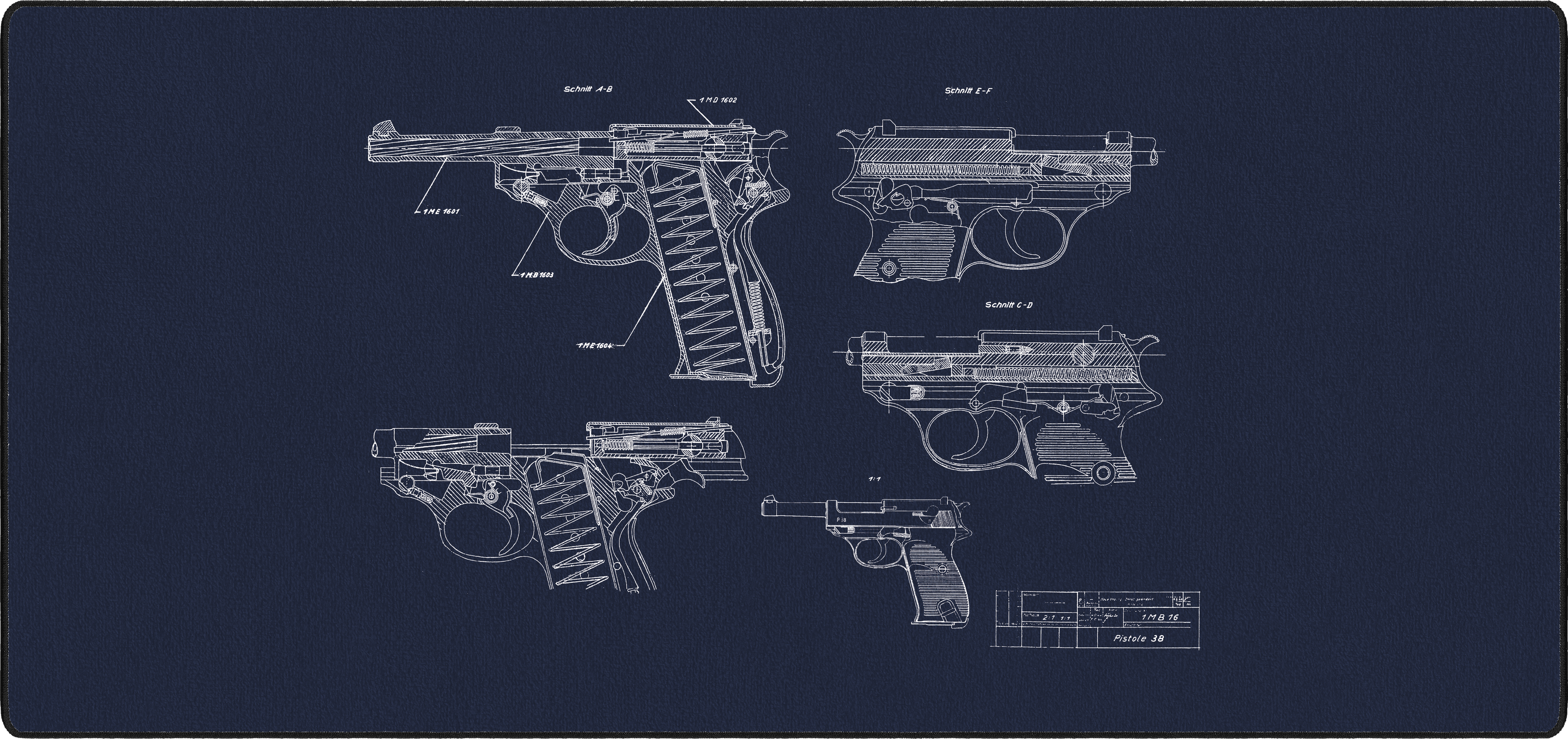PISTOL 38 mousepad thumbnail, Blue, Large/XXL