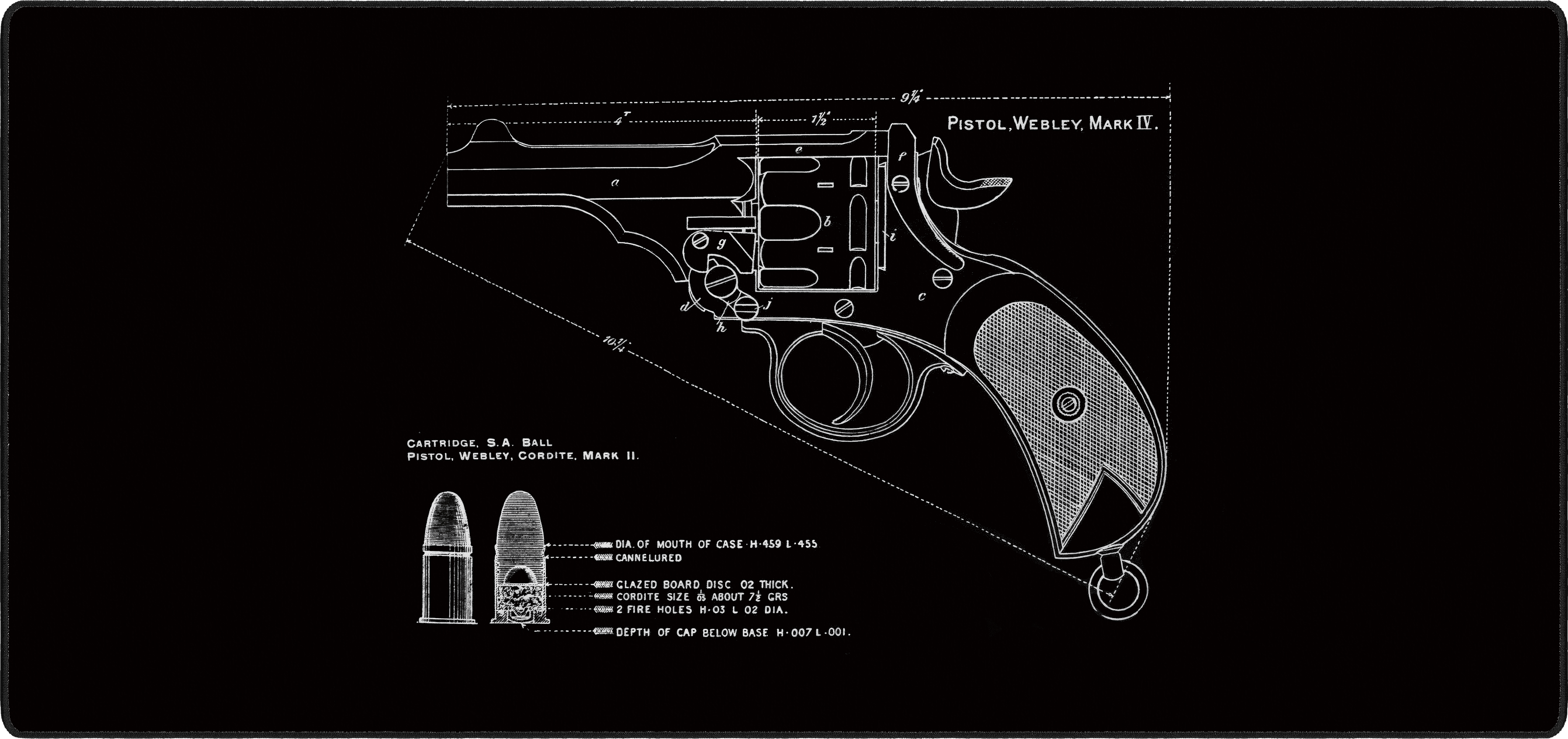 PISTOL, WEBLY, MARK IV mousepad thumbnail, Black, Large/XXL