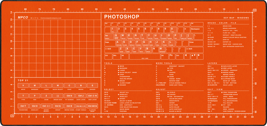 Photoshop Shortcuts Pad (Windows) in Orange / White