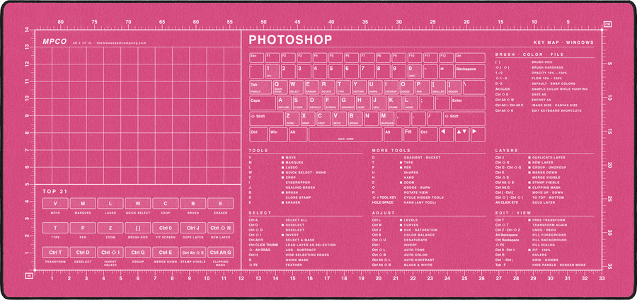 Photoshop Shortcuts Pad (Windows) in Pink / White