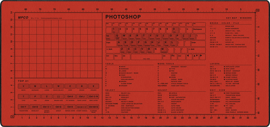 Photoshop Shortcuts Pad (Windows) in Red / Black