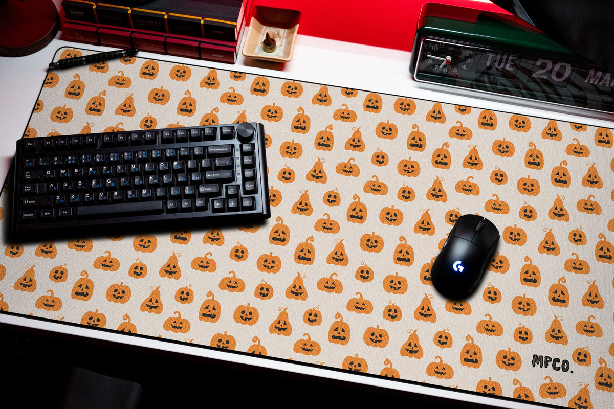Pumpkin Patch desk mat in Cream, shown on a styled desk setup