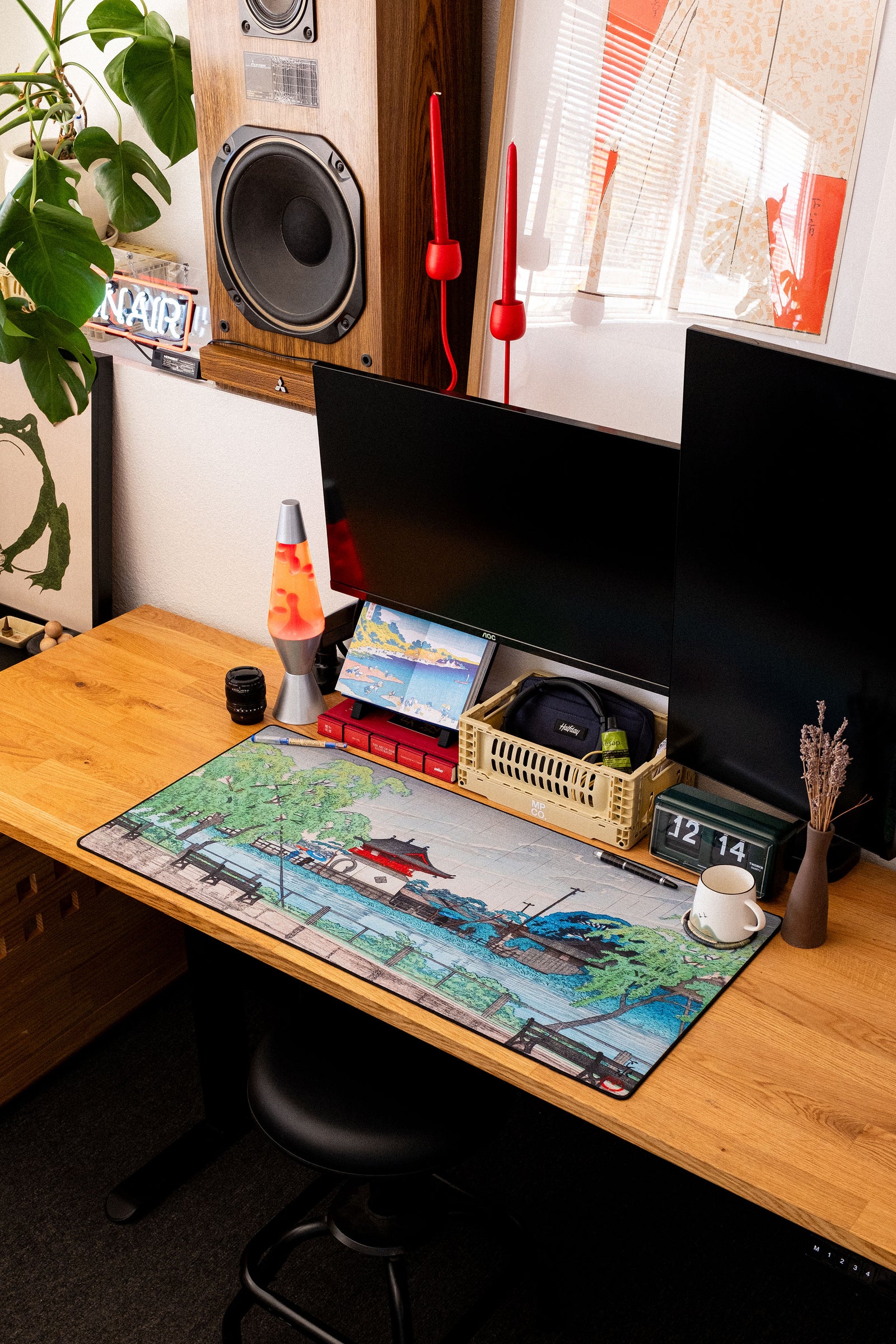 Rain at Shinobazu Pond, by Hasui - Original desk setup