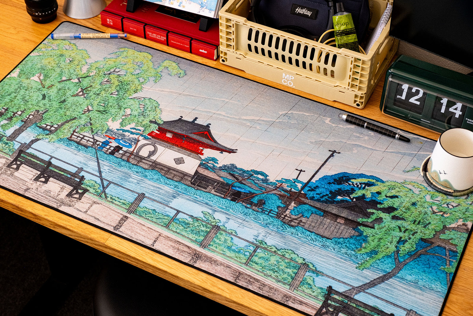 Rain at Shinobazu Pond, by Hasui - Original desk setup