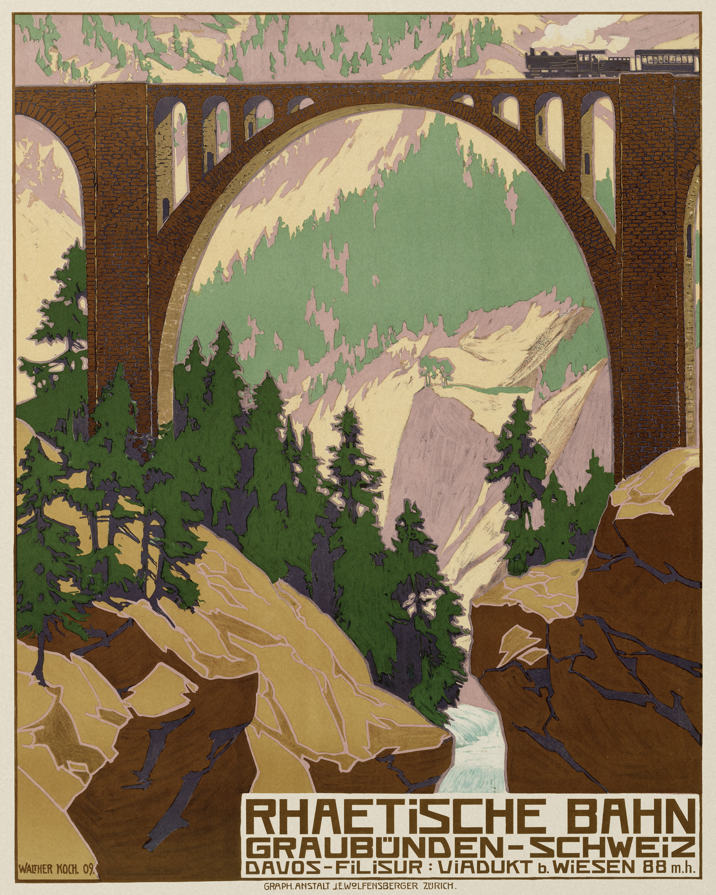 Rhaetian Railway - Wiesen Viaduct, by Walter Koch - The Mousepad Company