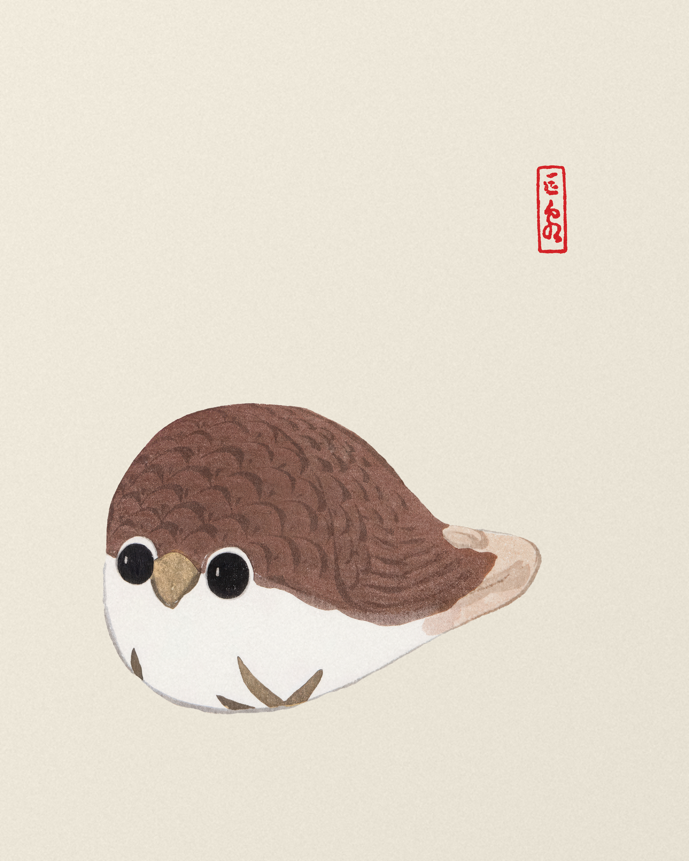 Round Sparrow - Japanese Folk Art - The Mousepad Company