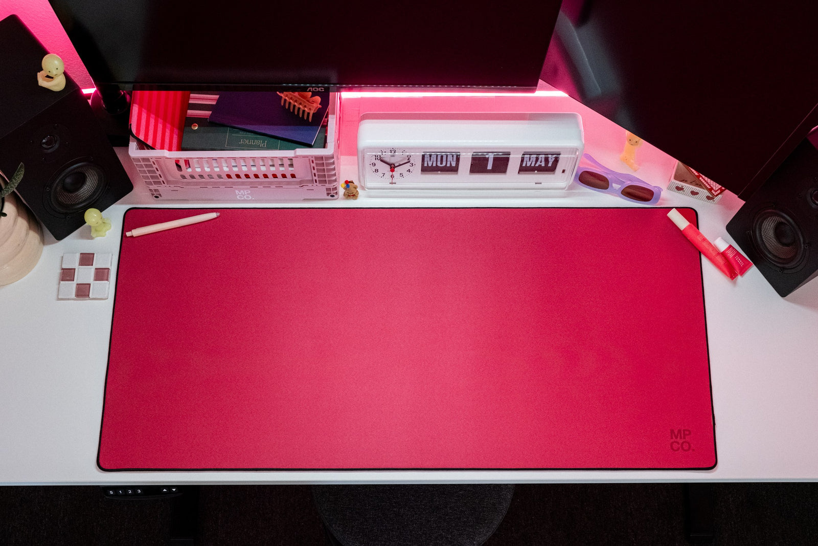 Solid Colors 2026 Summer - Fuchsia desk setup