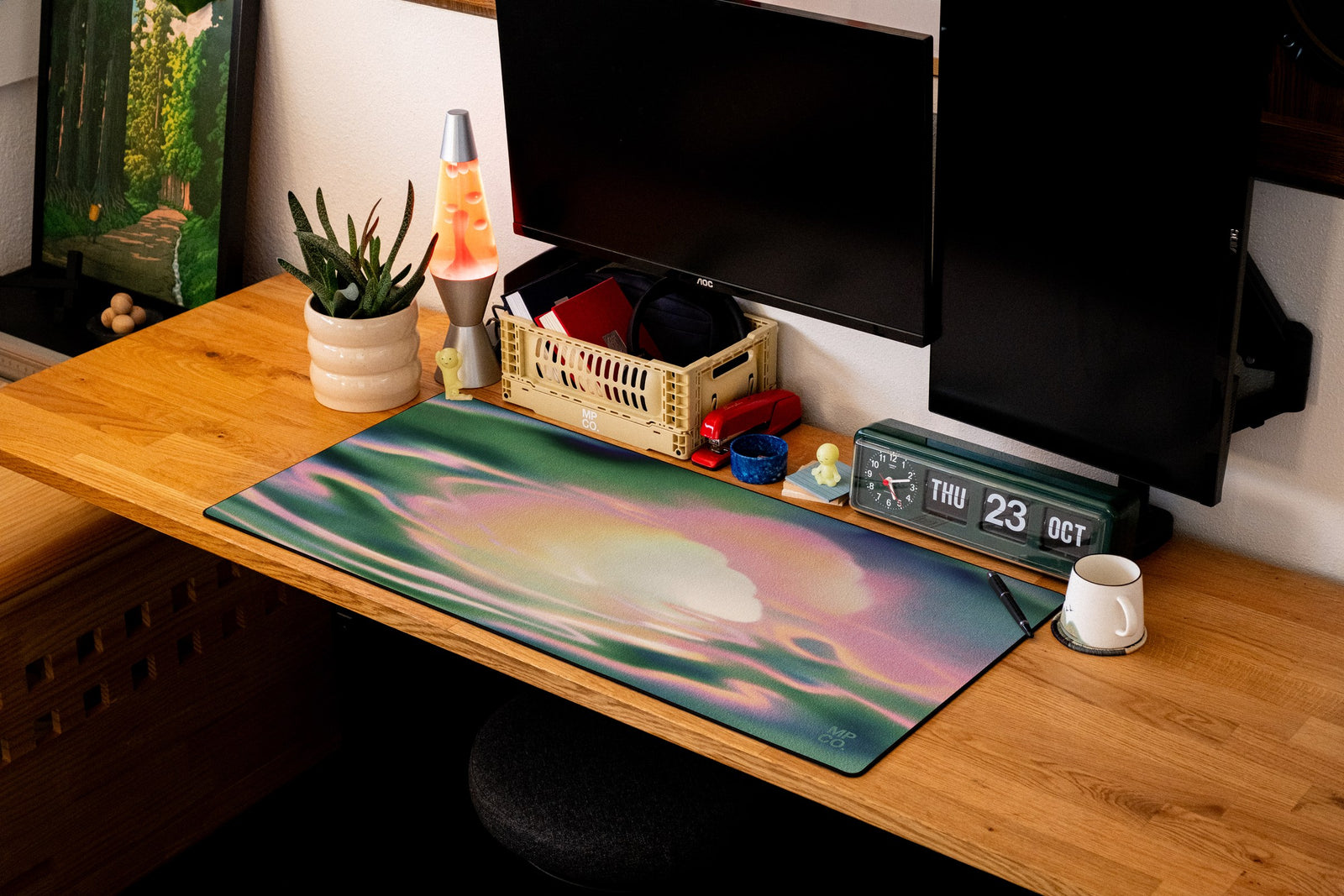 Storm desk mat in Original, shown on a styled desk setup