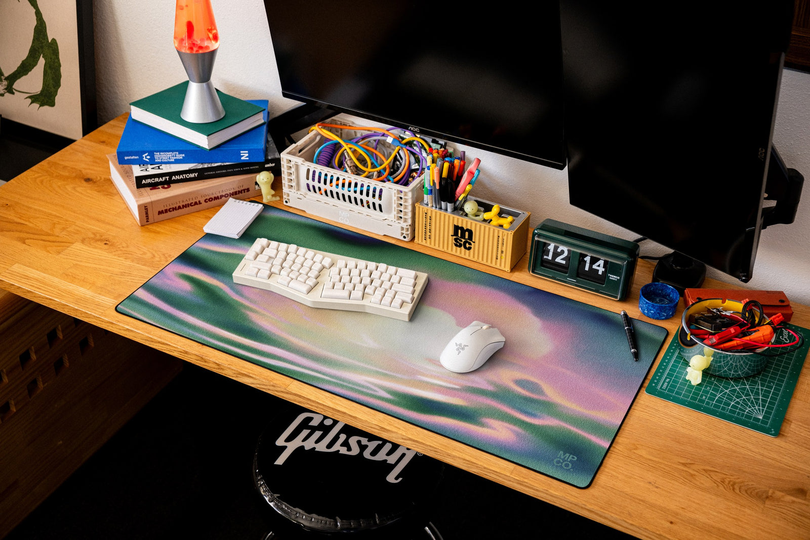 Storm desk mat in Original, shown on a styled desk setup