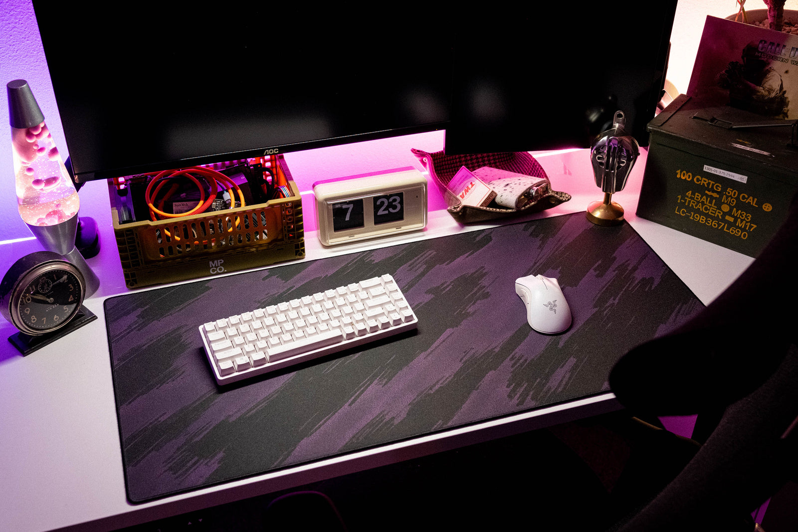 Stripe Camo - Purple desk setup