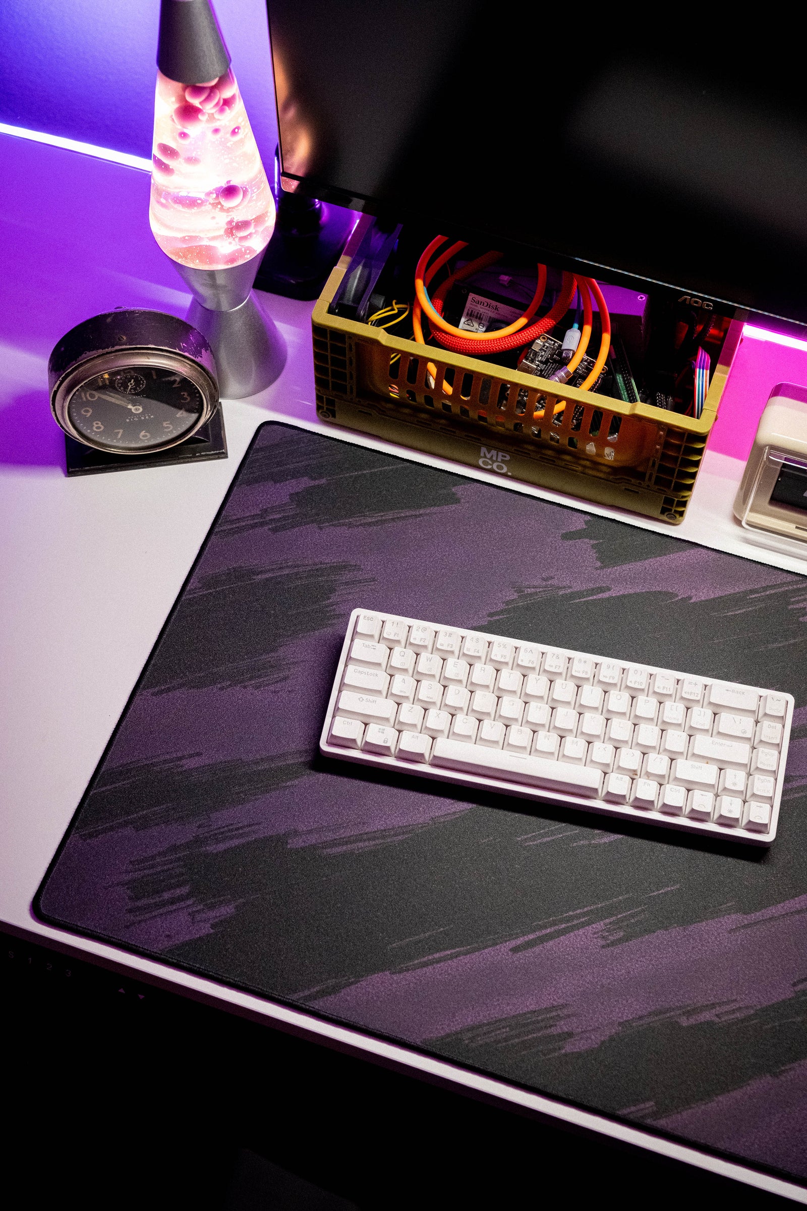 Stripe Camo - Purple desk setup