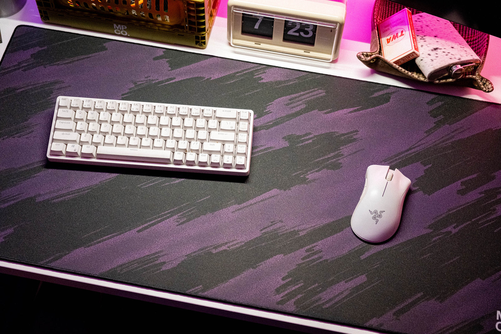 Stripe Camo - Purple desk setup