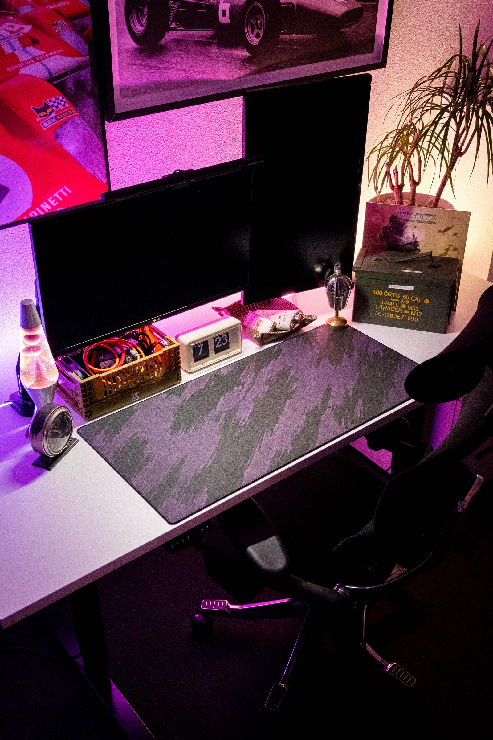 Stripe Camo - Purple desk setup