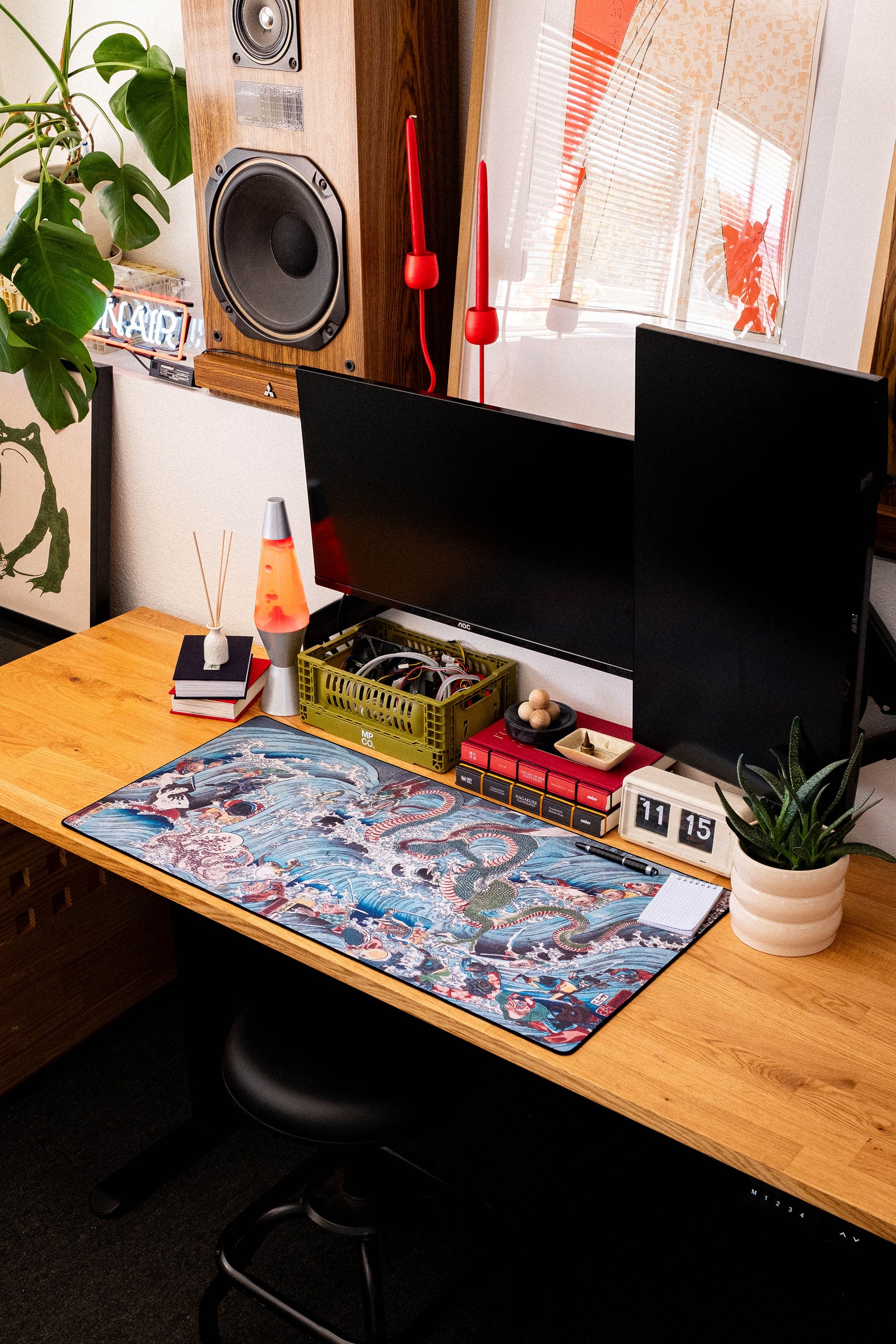 The Palace of the Dragon King, by Kuniyoshi - Original desk setup