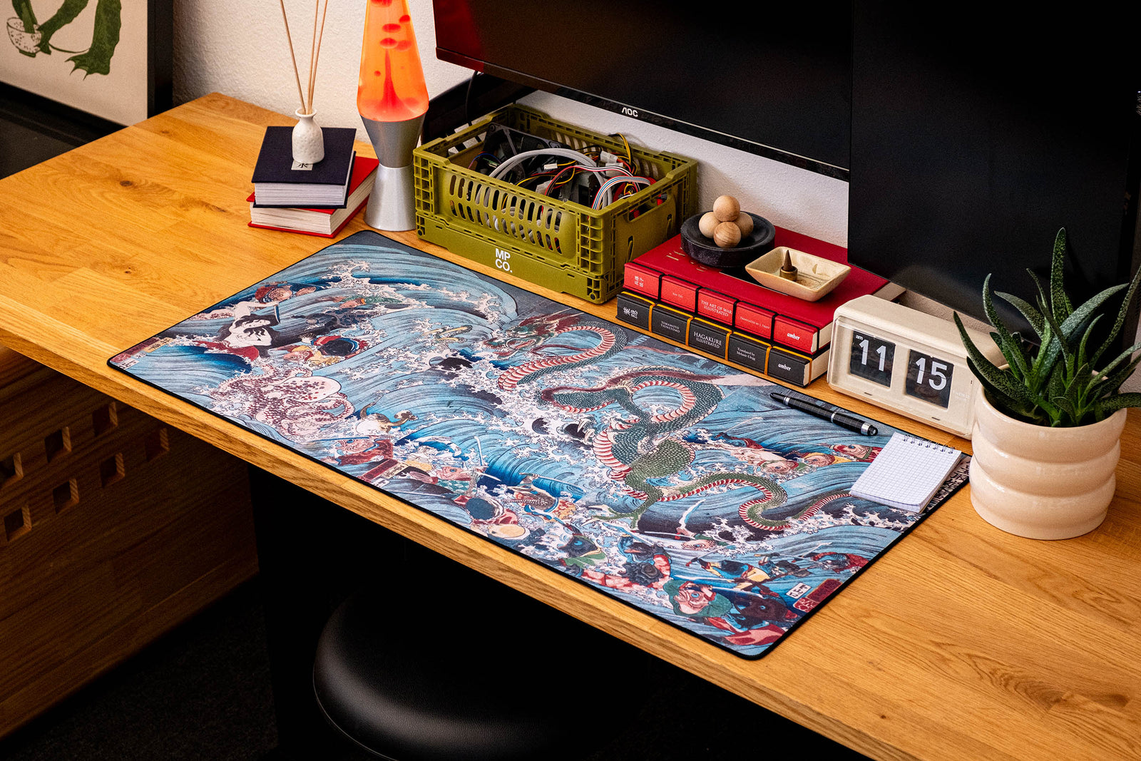 The Palace of the Dragon King, by Kuniyoshi - Original desk setup