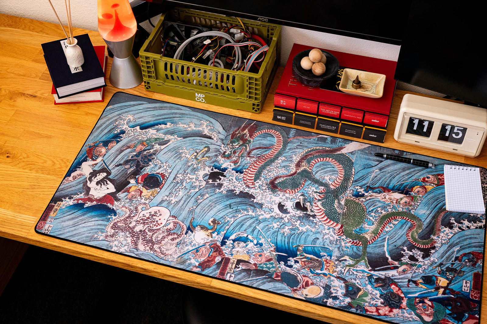 The Palace of the Dragon King, by Kuniyoshi - Original desk setup