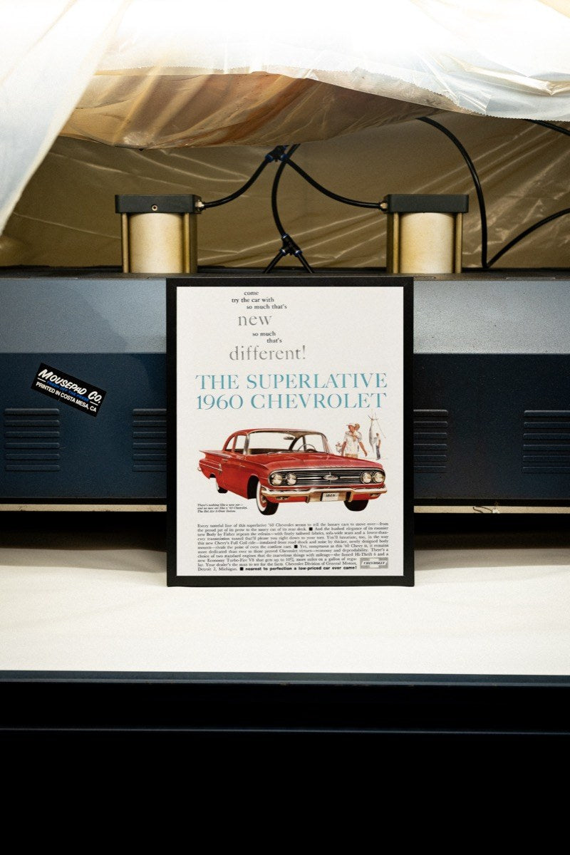 The Superlative 1960 Chevrolet art print styled in a room setting